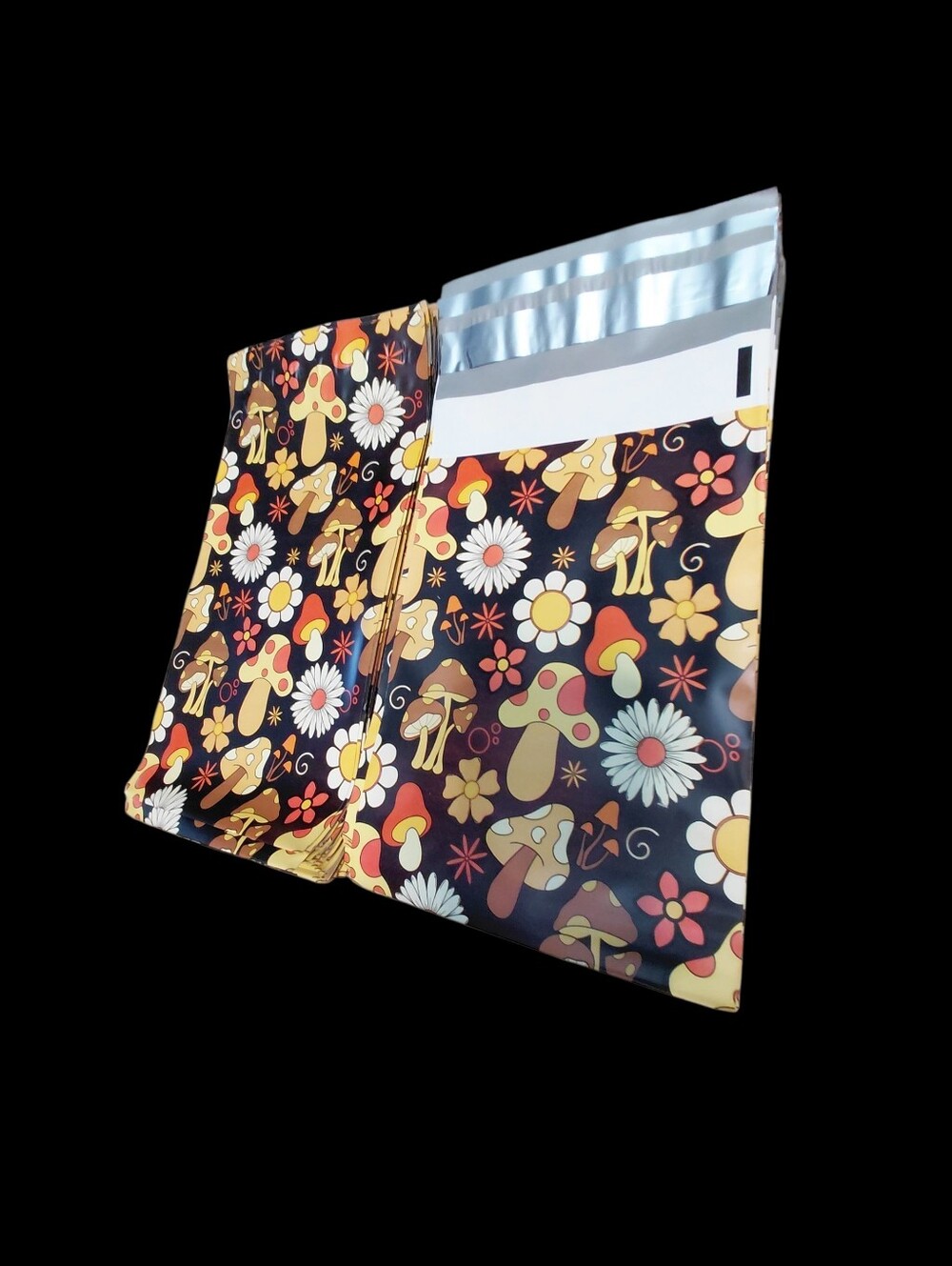 20ct. 6x9 70s Floral And Fungi Polymailer Bonus Random Thank You Cards/Stickers - Picture 4 of 5